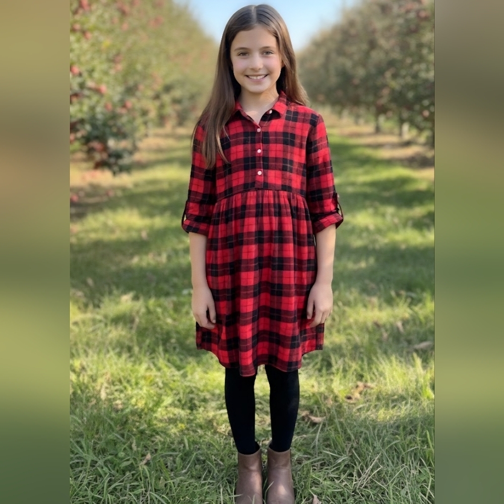 Old Navy Red and Black Plaid Kids Dress